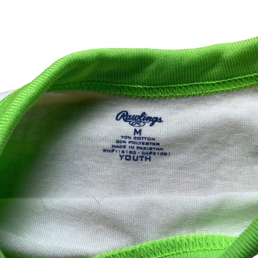 Rawlings Green White Baseball Shirt Youth Medium - Picture 5 of 6